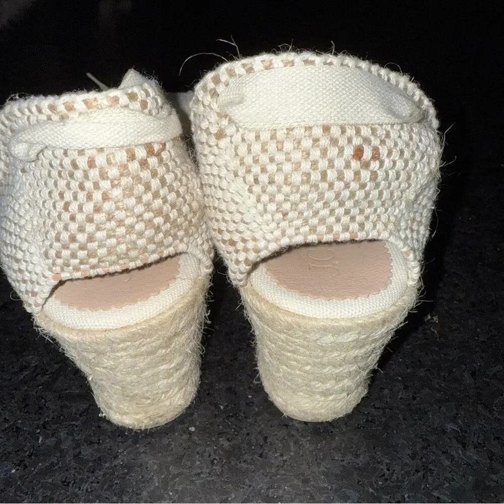 NEW J.Crew Made-in-Spain Lace-up Espadrilles Crochet Cream Wedges SZ 9 PERFECT